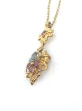 Load image into Gallery viewer, Antique Aquamarine and Pink Tourmaline Pendant 15k