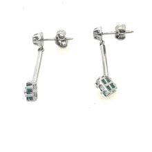 Load image into Gallery viewer, Vintage 18k Emerald Diamond Dangle Earrings